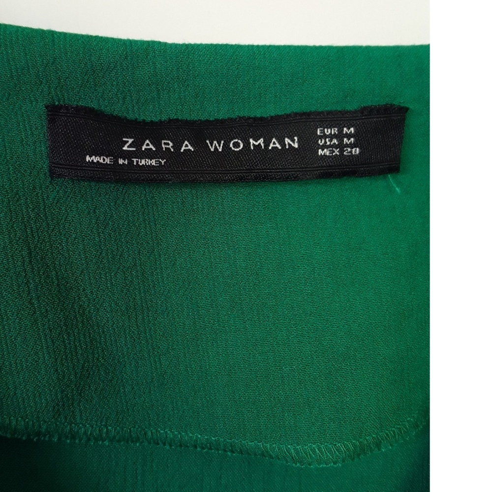 Zara Green Ruffle Bell Sleeve Blouse - Picture 6 of 7